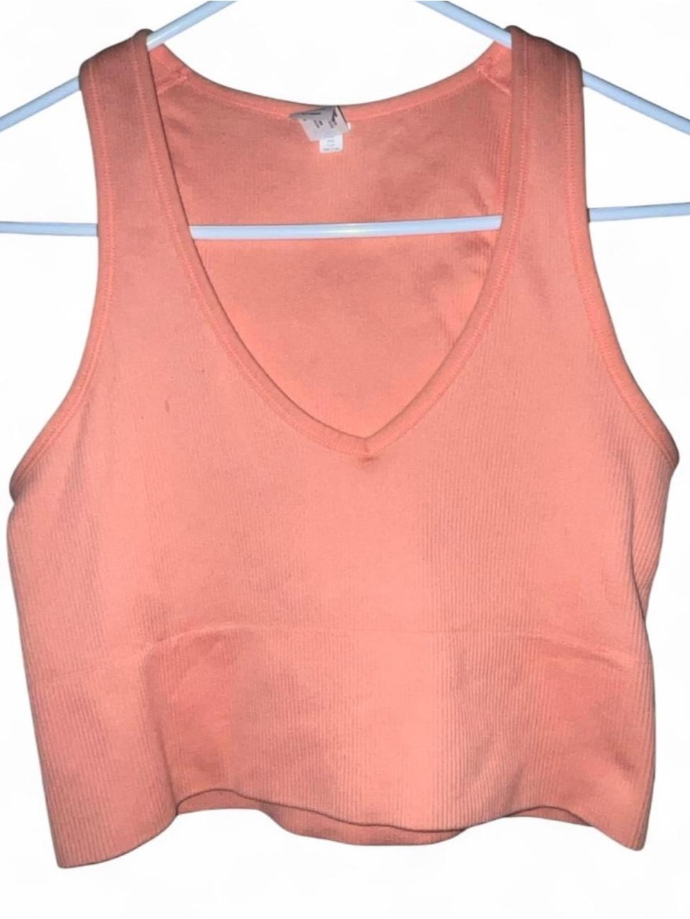 90 Degree By Reflex Peach Ribbed V-Neck Tank